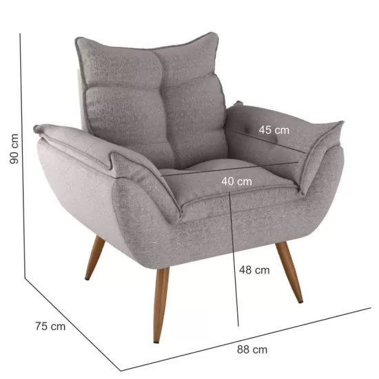 Poltrona Decorativa Opala Matrix Tokio com pés palito em tecido Linho Bege