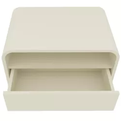 Mesa de cabeceira Gelius Innova 1 gaveta design curvo pés de madeira  100% MDF  OFF White 