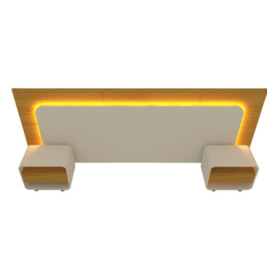 Cabeceira extensível Gelius Innova 02 mesa de cabeceira para cama box de Casal 138 cm, Queen 158 cm e King 193 cm Naturale OFF White