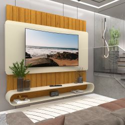 Painel Home Gelius Prime para TV de ate 75 polegadas cantos arredondados Naturale OFF White