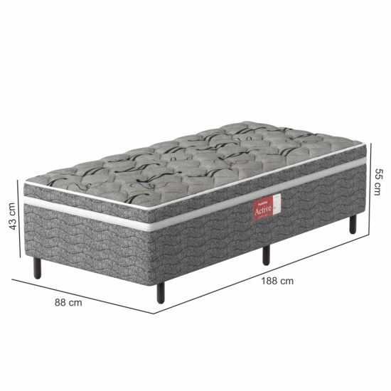 Cama Box solteiro conjugada Probel Pelmex ortopédica D28 Active altura de 55 cm cinza