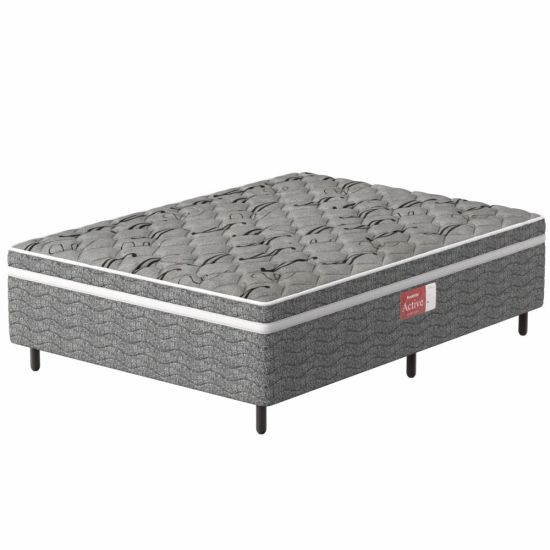 Cama box casal conjugada Probel Pelmex ortopédica D28 Active altura de 55 cm cinza