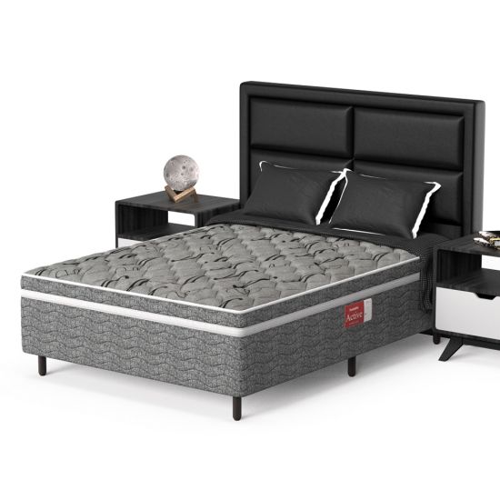 Cama box casal conjugada Probel Pelmex ortopédica D28 Active altura de 55 cm cinza