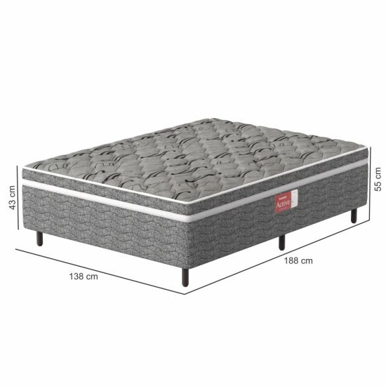 Cama box casal conjugada Probel Pelmex ortopédica D28 Active altura de 55 cm cinza