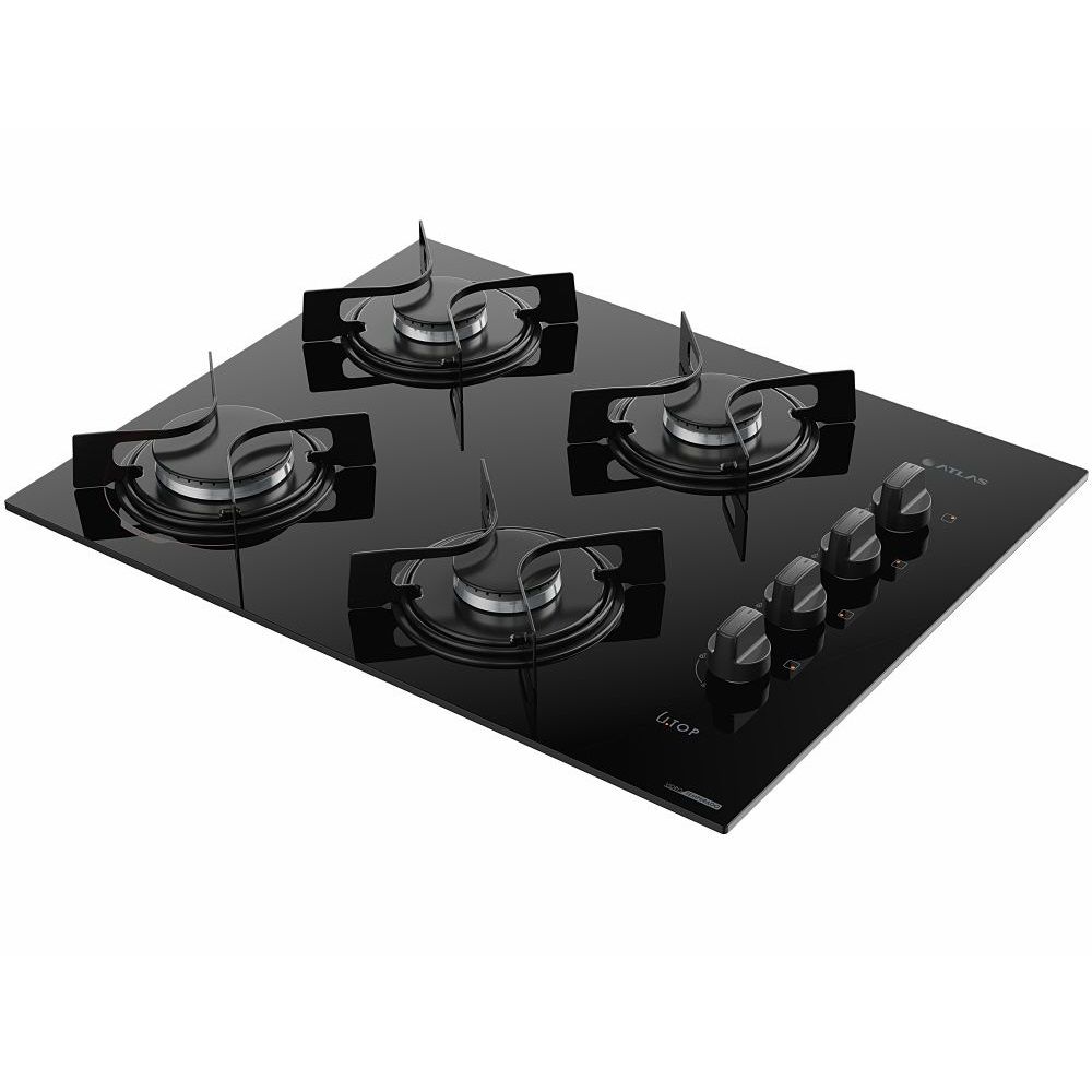 Cooktop Atlas UTOP 4 bocas com mesa de vidro preto Bivolt