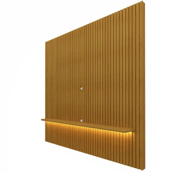 Painel Gelius Nobre ripas autênticas 100% MDF largura 1,85 metros com LED para TV de ate 75 polegadas Naturale