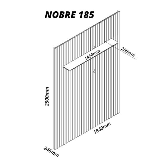 Painel Gelius Nobre ripas autênticas 100% MDF largura 1,85 metros com LED para TV de ate 75 polegadas Naturale