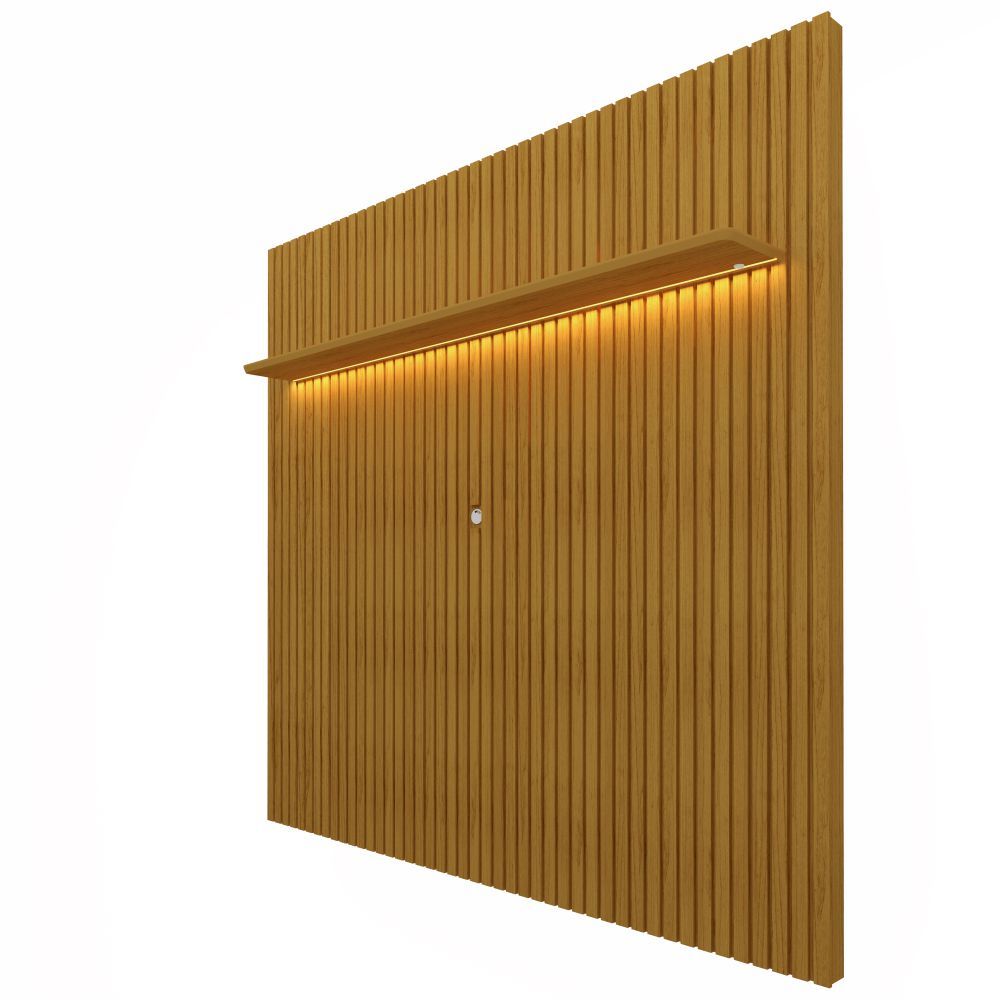 Painel Gelius Nobre ripas autênticas 100% MDF largura 1,85 metros com LED para TV de ate 75 polegadas Naturale