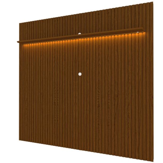 Painel Gelius Nobre ripas autênticas largura 100% MDF de 2,30 metros com LED para TV de ate 85 polegadas Castanho