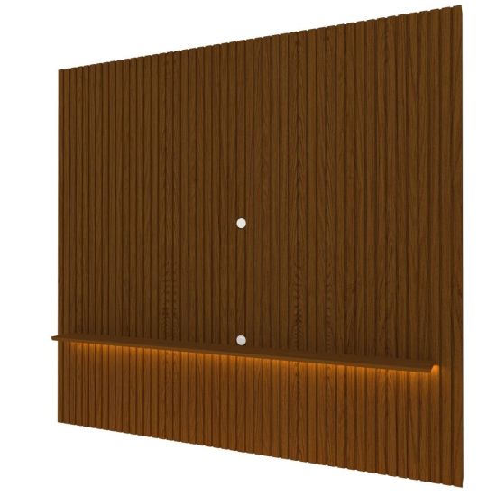 Painel Gelius Nobre ripas autênticas largura 100% MDF de 2,30 metros com LED para TV de ate 85 polegadas Castanho