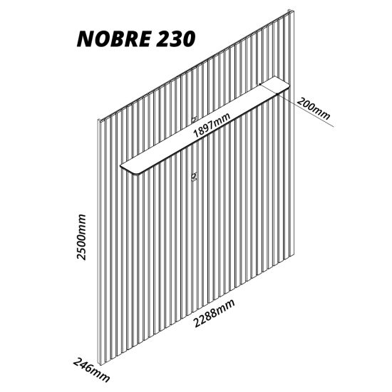 Painel Gelius Nobre ripas autênticas largura de 2,30 metros com LED para TV de ate 85 polegadas Naturale