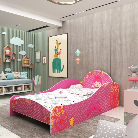 Cama Solteiro Infantil com proteção lateral Menina da carruagem de princesa Pink Ploc