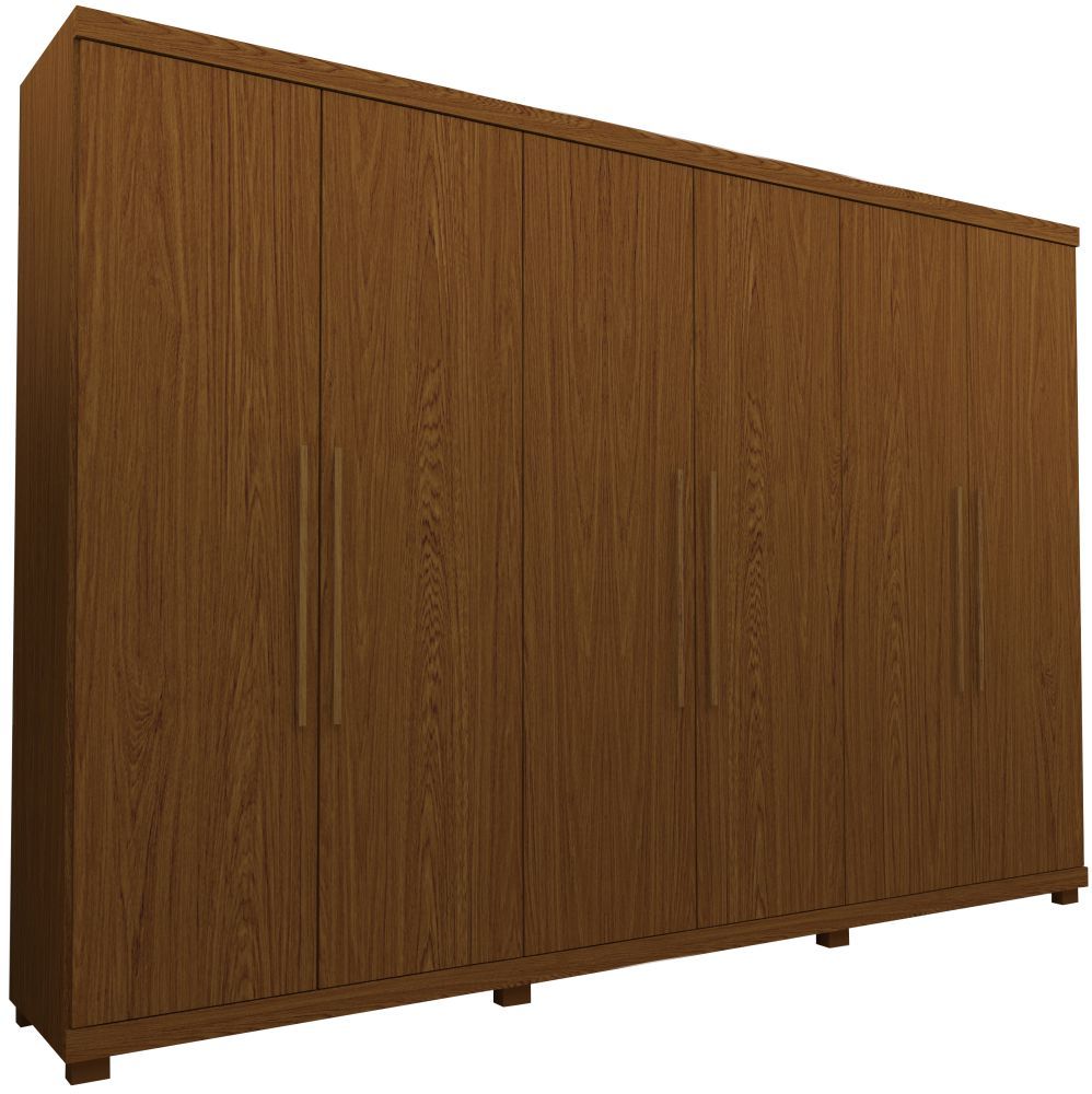 Guarda Roupas casal Gelius Absolut New 100% MDF com  273 cm de Largura 06 portas 04 gavetas com pés Castanho