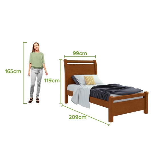 Cama Solteiro Lopas Reali com largura de 88 cm - Frassino