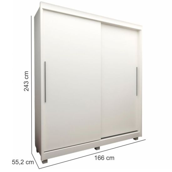 Guarda Roupa Roupeiro Solteiro Gelius Agata 100% MDF com 166 cm de Largura 02 portas de correr e pés Branco