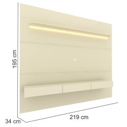 Painel Home Gelius Royal 100% MDF 220 cm de largura com LED e 3 gavetas OFF White 