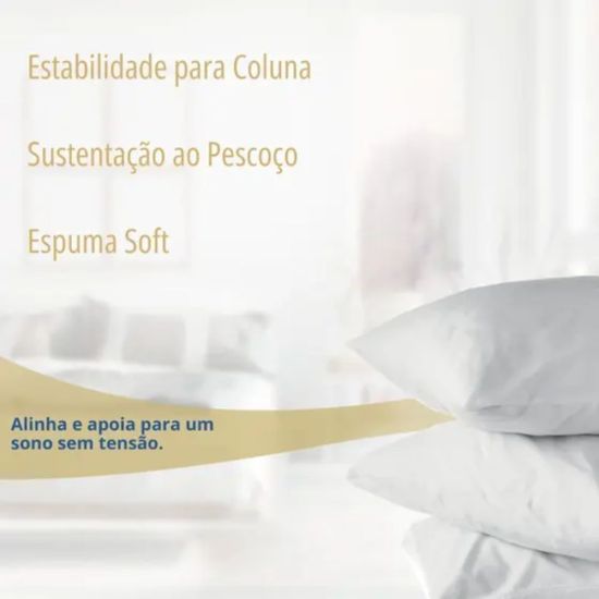 Travesseiro Probel Confortobel em espuma Soft D15 Antiácaro Antibacteriana e Antifúngicos 40 cm por 60 cm Branco