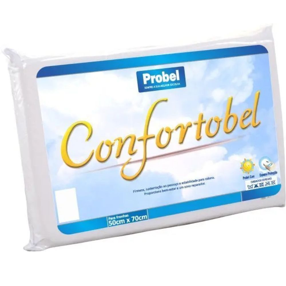 Travesseiro Probel Confortobel em espuma Soft D15 Antiácaro Antibacteriana e Antifúngicos 40 cm por 60 cm Branco