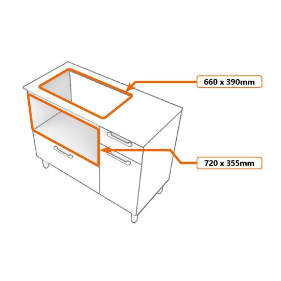 Balcão de Cozinha para Cooktop 5 bocas Forno e Micro-ondas Zanzini Master com 2 portas 1 gaveta Cinamomo Preto