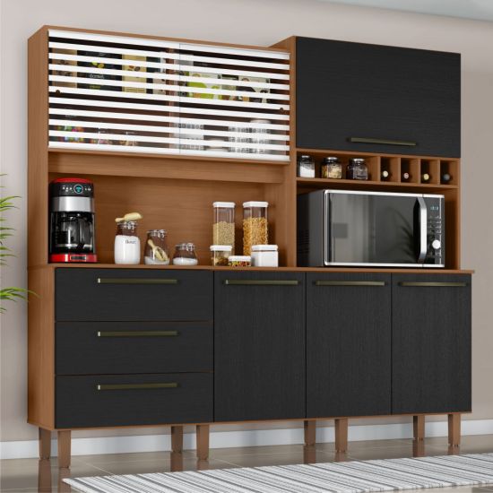 Armário de Cozinha Zanzini Mega 6 portas 3 gavetas com adega e