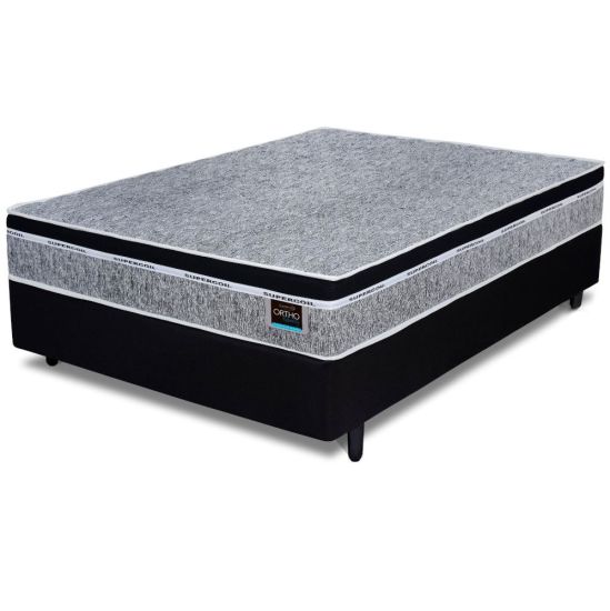 Conjunto Cama Box de Casal Ortho Quality Confort Firm com espuma D33 com altura total de 63 cm Preto