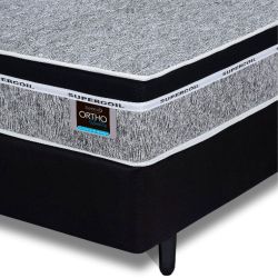 Conjunto Cama Box de Casal Ortho Quality Confort Firm com espuma D33 com altura total de 63 cm Preto