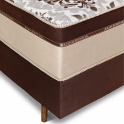 Cama Box Casal Strong e colchão Ortho Essence Casal com molas ensacadas individuais 1,38 Marrom