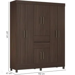 Guarda Roupa Casal Demóbile Munique 8 portas 2 gavetas Café Touch 205