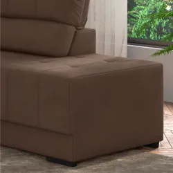 Sofá de canto Besthouse Firenze retrátil e reclinável 5 lugares em tecido suede veludo Marrom