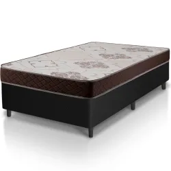 Conjunto Cama box de solteiro Hellen Proconfort colchão 100% Espuma D20 Marrom Preto