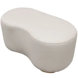 Puff assento decorativo orgânico Rondomóveis R910 com pés madeira maciça em tecido linho chenile milano bege