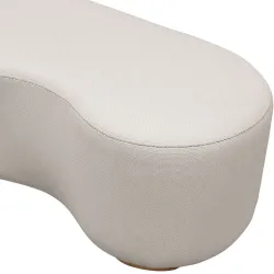 Puff assento decorativo orgânico Rondomóveis R910 com pés madeira maciça em tecido linho chenile milano bege