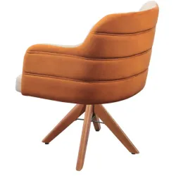 Poltrona decorativa Giratória KR Móveis R325 de Madeira Maciça encosto em espuma D28 tecido Blouche Bege