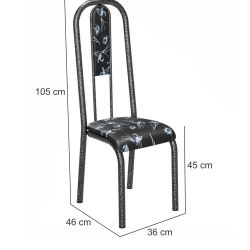 Conjunto de 6 cadeiras Teixeira Madri com encosto martelado preto