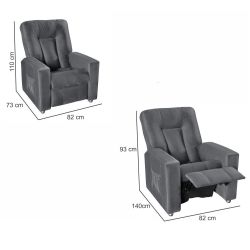 Poltrona do Papai retrátil e reclinável Matrix Pallas 3 posições em tecido Suede Cinza