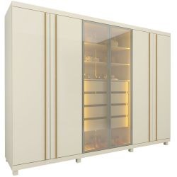 Guarda Roupa Roupeiro Gelius Absolut New Reflecta 6 portas 4 gavetas com LED e pés OFF White