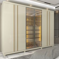Guarda Roupa Roupeiro Gelius Absolut New Reflecta 6 portas 4 gavetas com LED e pés OFF White
