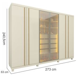 Guarda Roupa Roupeiro Gelius Absolut New Reflecta 6 portas 4 gavetas com LED e pés OFF White