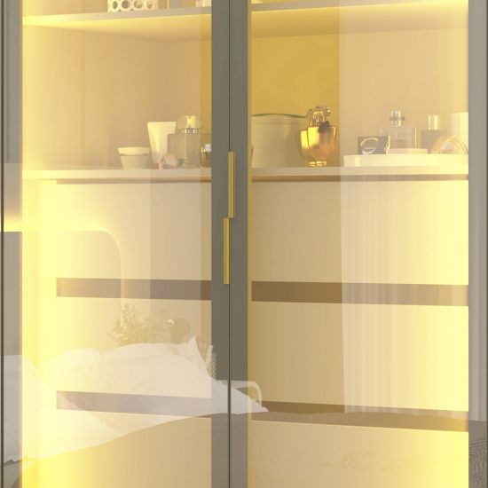 Guarda Roupa Roupeiro Gelius Absolut New 6 portas reflecta 4 gavetas com LED e pés 100% MDF largura de 2,73 metros OFF White