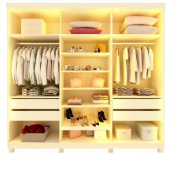 Guarda Roupa Casal Gelius Imperatriz 6 portas em vidro reflecta luz de LED 100% MDF com pés OFF White