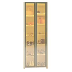 Sapateira Gelius Innova 2 portas em vidro reflecta luz de LED e pés  100% MDF OFF White