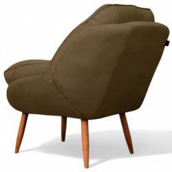 Poltrona Decorativa Celine confortável almofadada Chocolate pés de palito madeira maciça