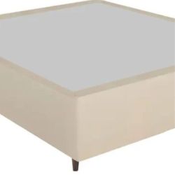 Base Casal Gazin Sommier largura de 138 cm e altura de 39 cm em tecido suede Bege