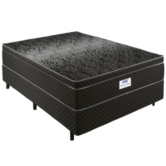 Cama Box de Casal Gazin Perola Negra e molas pocket ensacadas individualmente com espuma D33 altura de 71 cm largura de 138 cm Preto