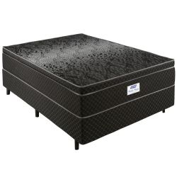 Cama Box de Casal Gazin Perola Negra e molas pocket ensacadas individualmente com espuma D33 altura de 71 cm largura de 138 cm Preto