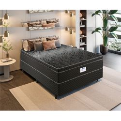 Cama Box de Casal Gazin Perola Negra e molas pocket ensacadas individualmente com espuma D33 altura de 71 cm largura de 138 cm Preto