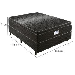 Cama Box de Casal Gazin Perola Negra e molas pocket ensacadas individualmente com espuma D33 altura de 71 cm largura de 138 cm Preto