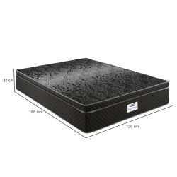 Colchão de Casal Gazin Perola Negra em molas pocket ensacadas individualmente com espuma D33 altura de 32 cm largura de 138 cm Preto