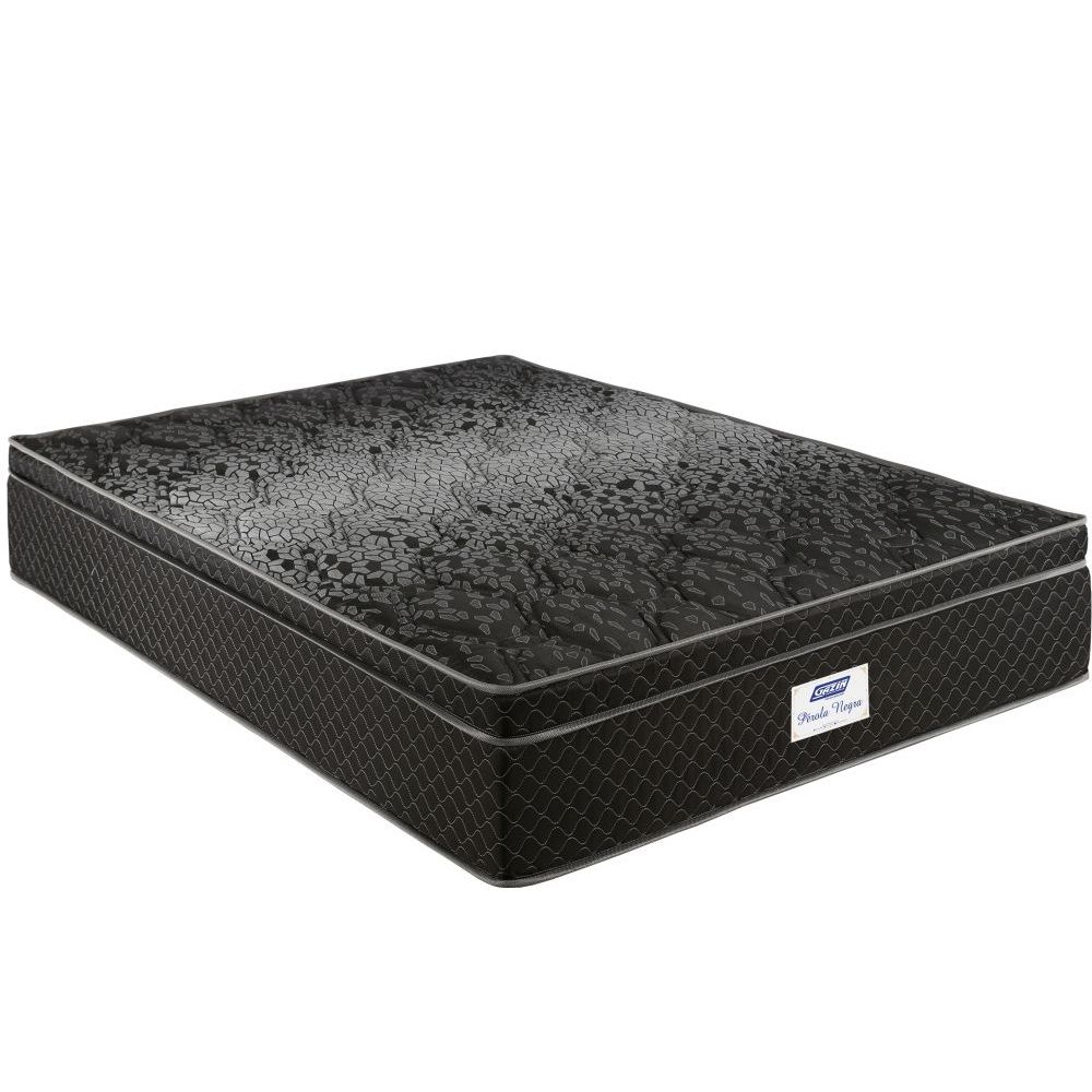 Colchão de Casal Queen Gazin Perola Negra em molas pocket ensacadas individualmente com espuma D33 altura de 32 cm largura de 158 cm Preto