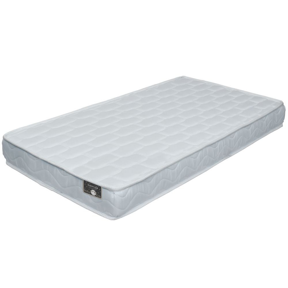 Colchão para Berço Ortho Baby Kids padrão americano densidade 18 bordado com forro em PVC impermeável largura de 70 cm Branco